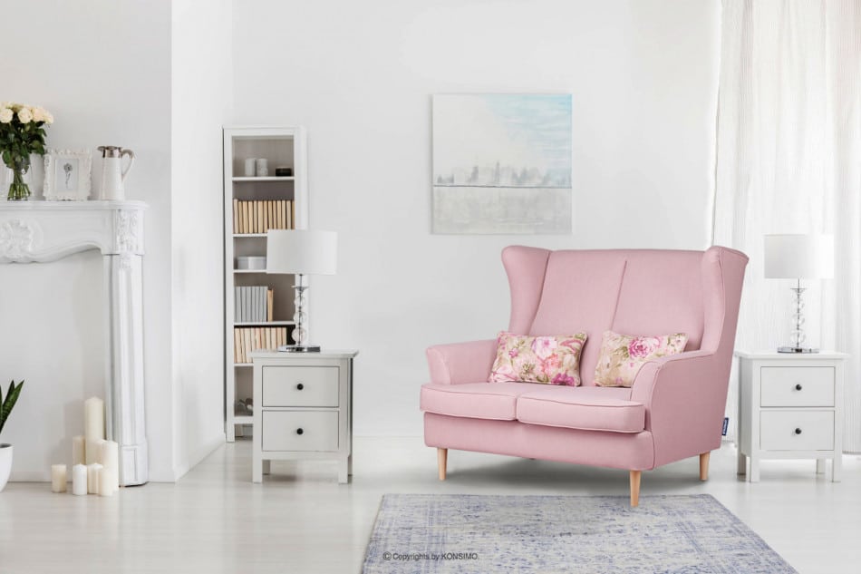 STRALIS Skandinavisches Zweisitzer-Sofa puderrosa auf Beinen rosa - Foto 1