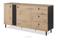 Kommode aus Eichenholz im Artisan-Stil mit schwarzen Lamellen