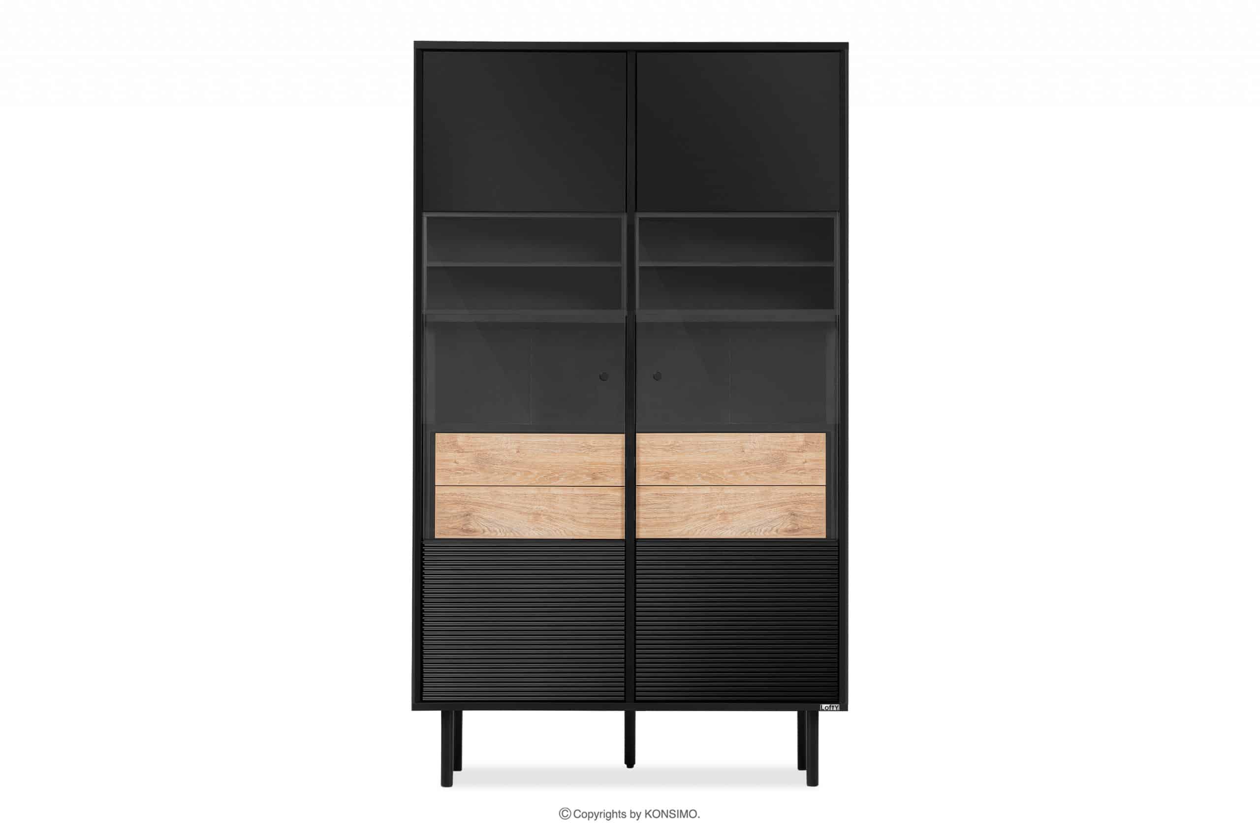 Loft-Zweiflügel-Vitrine auf hohen Beinen