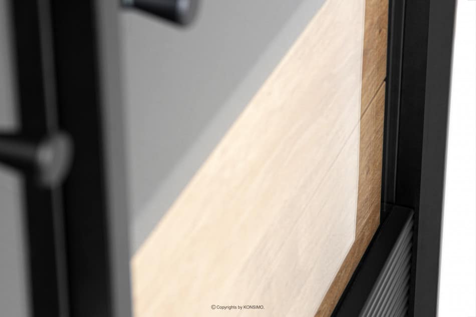LOFTY Zweiflügelige Vitrine im Loft-Stil mit Schubladen eiche schwarz/natürlich - Foto 13