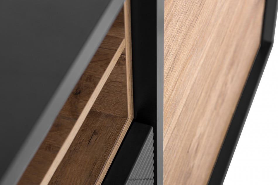 LOFTY Kommode im Loft-Stil mit Regalen auf hohen Holzbeinen eiche schwarz/natürlich - Foto 10