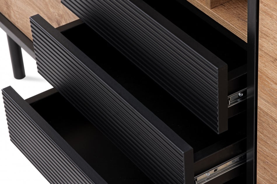 LOFTY Kommode mit Schubladen und Türen im Loft-Stil eiche schwarz/natürlich - Foto 16