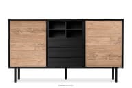 Kommode Eiche Natur mit schwarzer Rillenfront