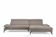 Rechtes Ecksofa mit beweglichen Kopfstützen grau-beige