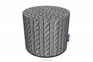 Pfau-Pouffe kariertes Muster grau