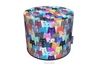Mehrfarbiger Pouffe in Katzen