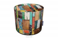 Mehrfarbiger Pouffe wasserfestes Holzmotiv