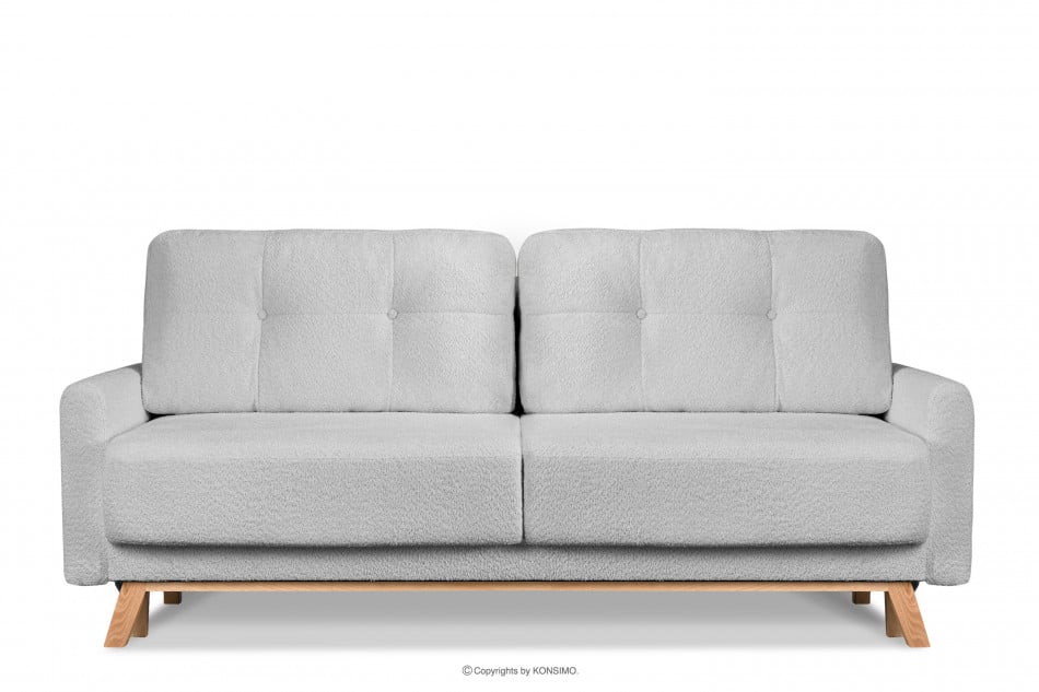 VISNA Skandinavisches Sofa Wohnzimmer mit Stauraum für Bettwäsche - Hellgrau Bouclé grau - Foto 0