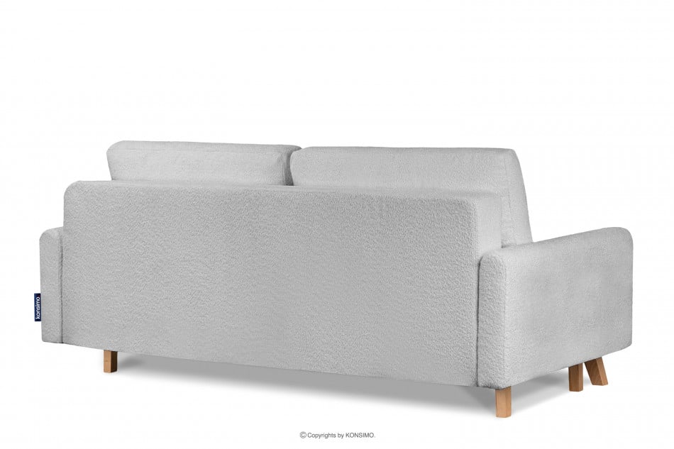 VISNA Skandinavisches Sofa Wohnzimmer mit Stauraum für Bettwäsche - Hellgrau Bouclé grau - Foto 3