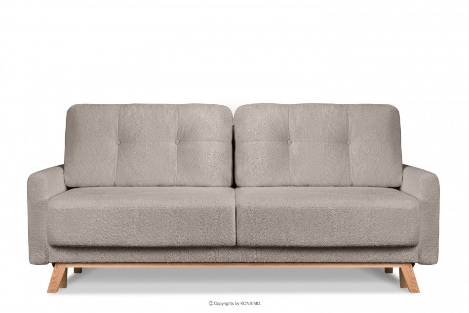 VISNA Skandinavisches Sofa Wohnzimmer mit Stauraum für Bettwäsche - Hellbeige Bouclé beige - Foto 0