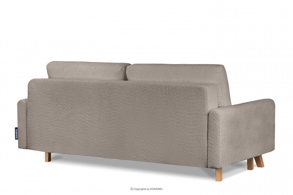 VISNA Skandinavisches Sofa Wohnzimmer mit Stauraum für Bettwäsche - Hellbeige Bouclé beige - Foto 3