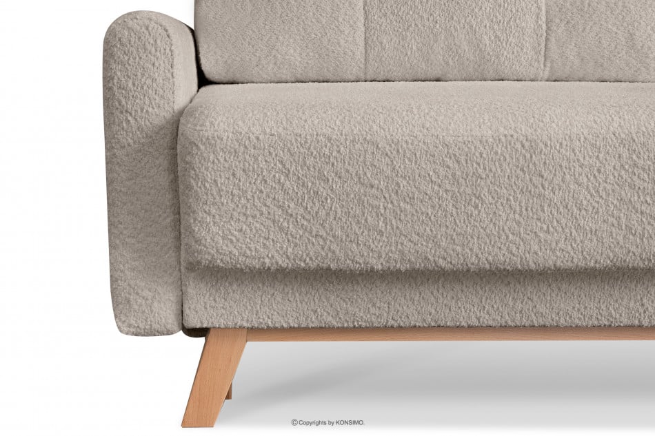 VISNA Skandinavisches Sofa Wohnzimmer mit Stauraum für Bettwäsche - Hellbeige Bouclé beige - Foto 7