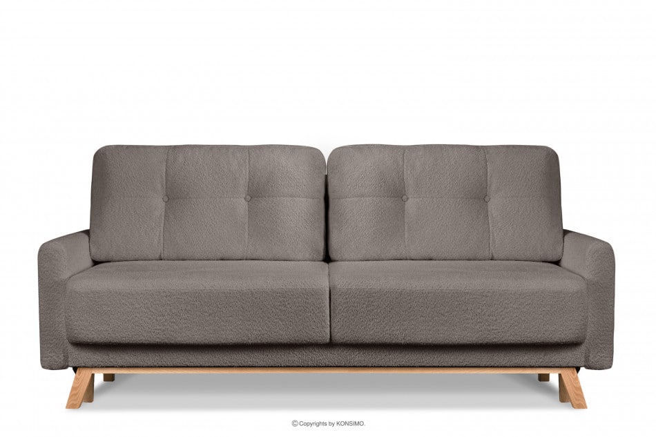 VISNA Skandinavisches Sofa Wohnzimmer mit Stauraum für Bettwäsche - Braun Bouclé braun - Foto 0