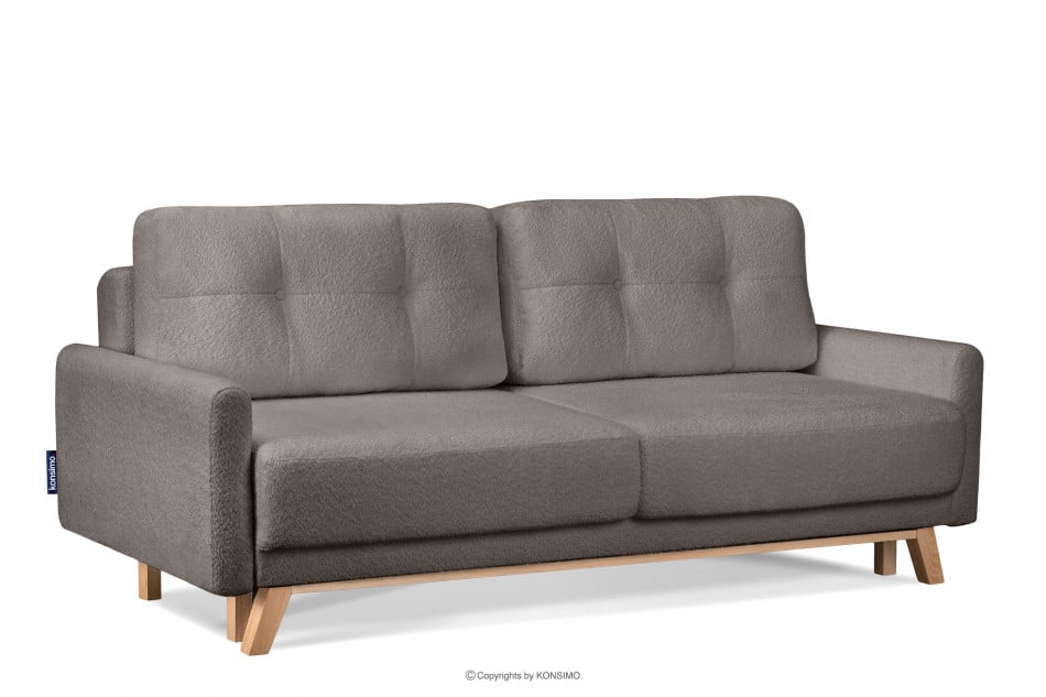 VISNA Skandinavisches Sofa Wohnzimmer mit Stauraum für Bettwäsche - Braun Bouclé braun - Foto 2