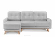 Ausziehbare Eckcouch für das Wohnzimmer mit Stauraum für Bettwäsche - Grau (links) Bouclé