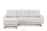 Ausziehbare Eckcouch für das Wohnzimmer mit Stauraum für Bettwäsche - Creme (links) Bouclé