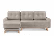 Ausziehbare Eckcouch für das Wohnzimmer mit Stauraum für Bettwäsche - Beige (links) Bouclé