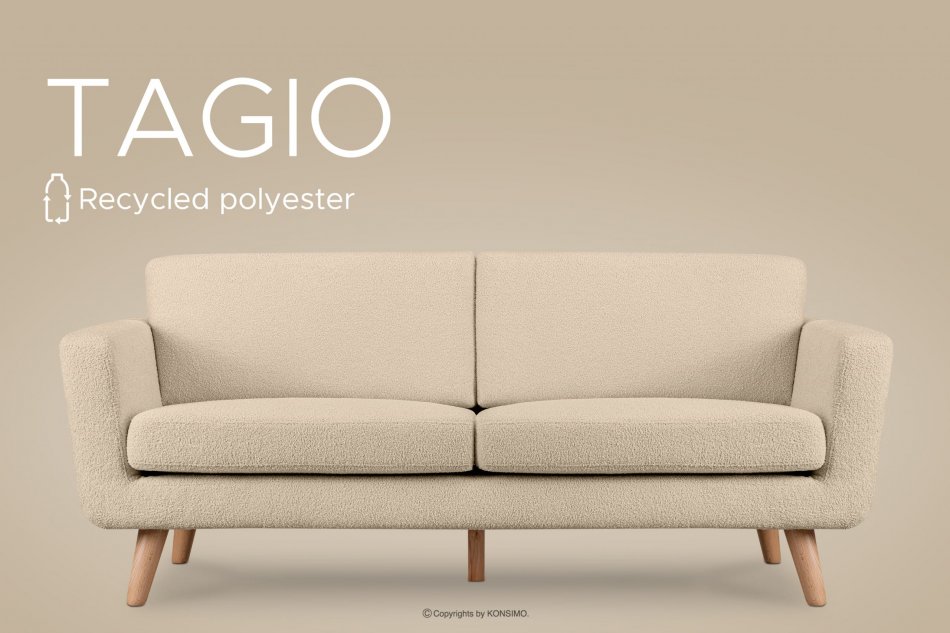 TAGIO Skandinavisches 3-Sitzer-Sofa in Beige Bouclé beige - Foto 12