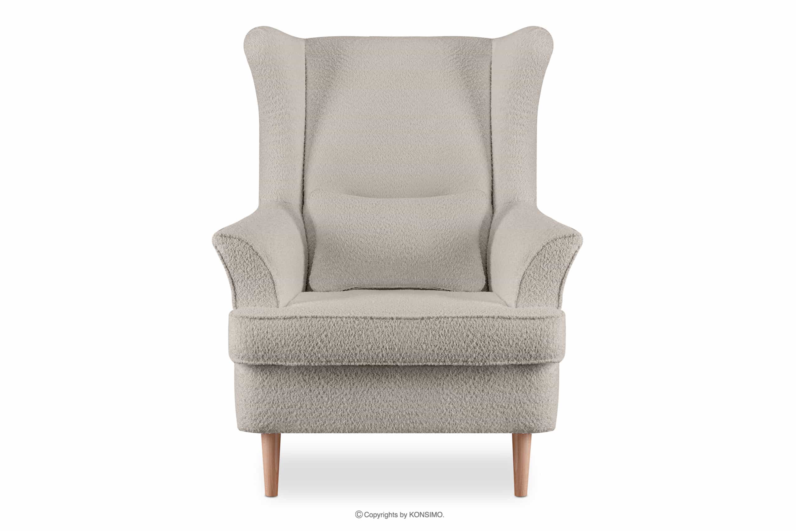 Bequemer Sessel teddy beige auf Beinen