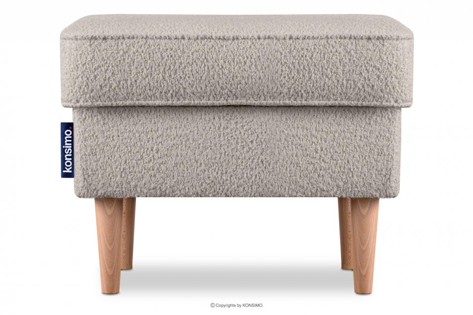 STRALIS Skandinavischer Hocker aus hellbeigem Bouclé hellbeige - Foto 0