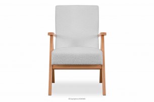 NASET, https://konsimo.de/kollektion/naset/ Zeitloses Design Sessel in Hellgrau Bouclé hellgrau/heller eiche - Foto