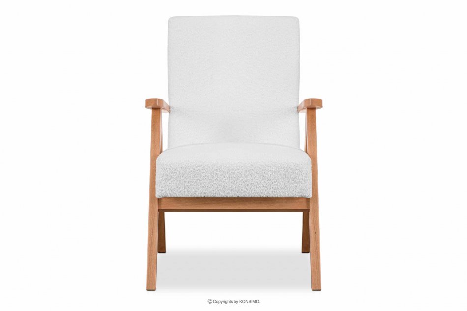 NASET Zeitloses Design Sessel in Weiß Bouclé eiche weiß/hell - Foto 0