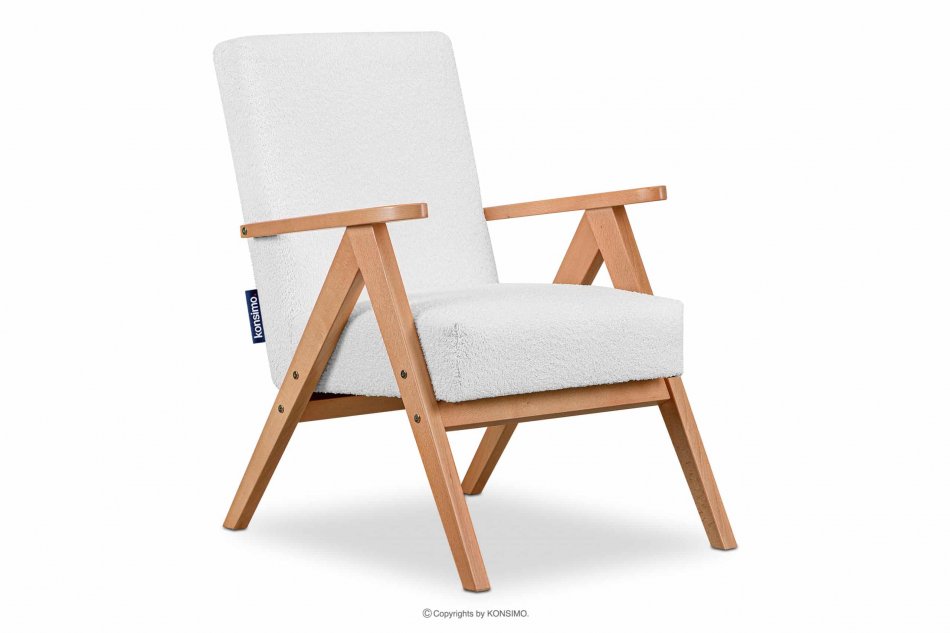 NASET Zeitloses Design Sessel in Weiß Bouclé eiche weiß/hell - Foto 2