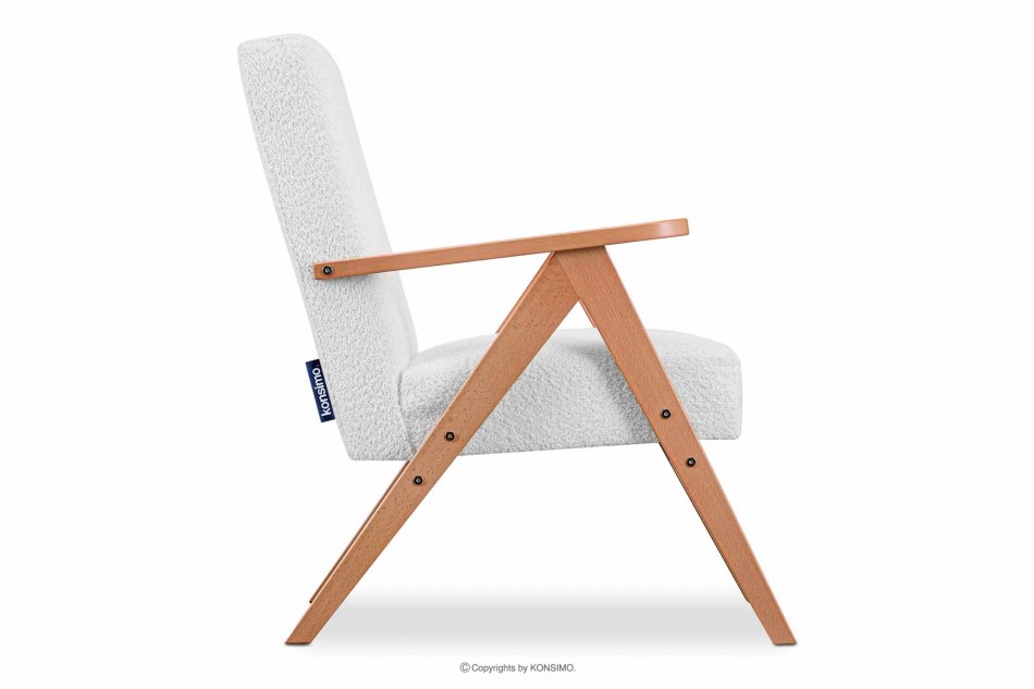 NASET Zeitloses Design Sessel in Weiß Bouclé eiche weiß/hell - Foto 4