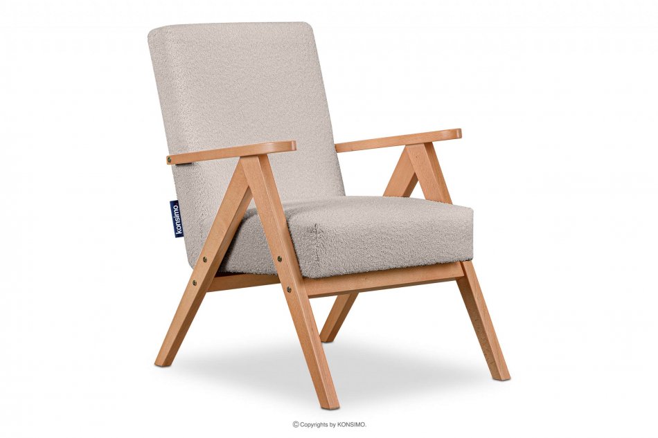 NASET Zeitloses Design Sessel in Beige Bouclé beige/helle eiche - Foto 2