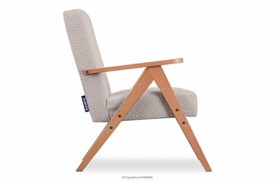 NASET Zeitloses Design Sessel in Beige Bouclé beige/helle eiche - Foto 4