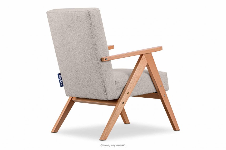 NASET Zeitloses Design Sessel in Beige Bouclé beige/helle eiche - Foto 3