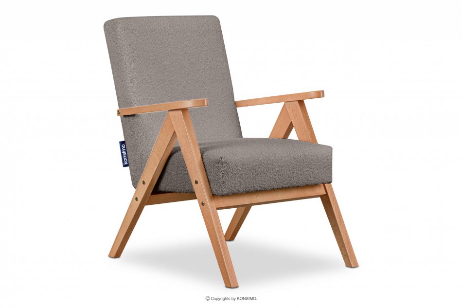 NASET Zeitloses Design Teddy-Sessel in Hellbeige hellbeige/heller eiche - Foto 2