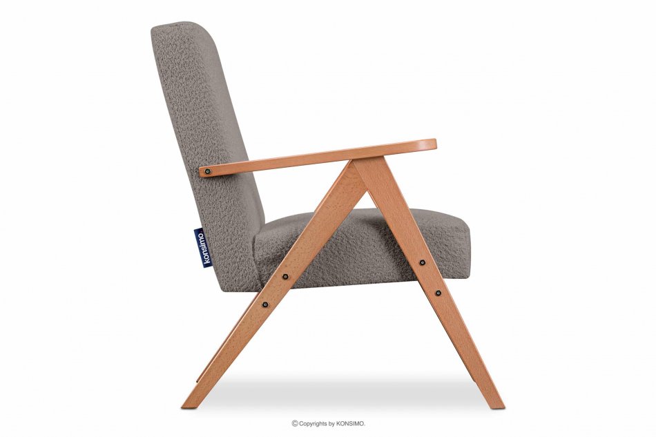 NASET Zeitloses Design Teddy-Sessel in Hellbeige hellbeige/heller eiche - Foto 3