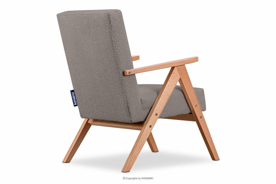 NASET Zeitloses Design Teddy-Sessel in Hellbeige hellbeige/heller eiche - Foto 4