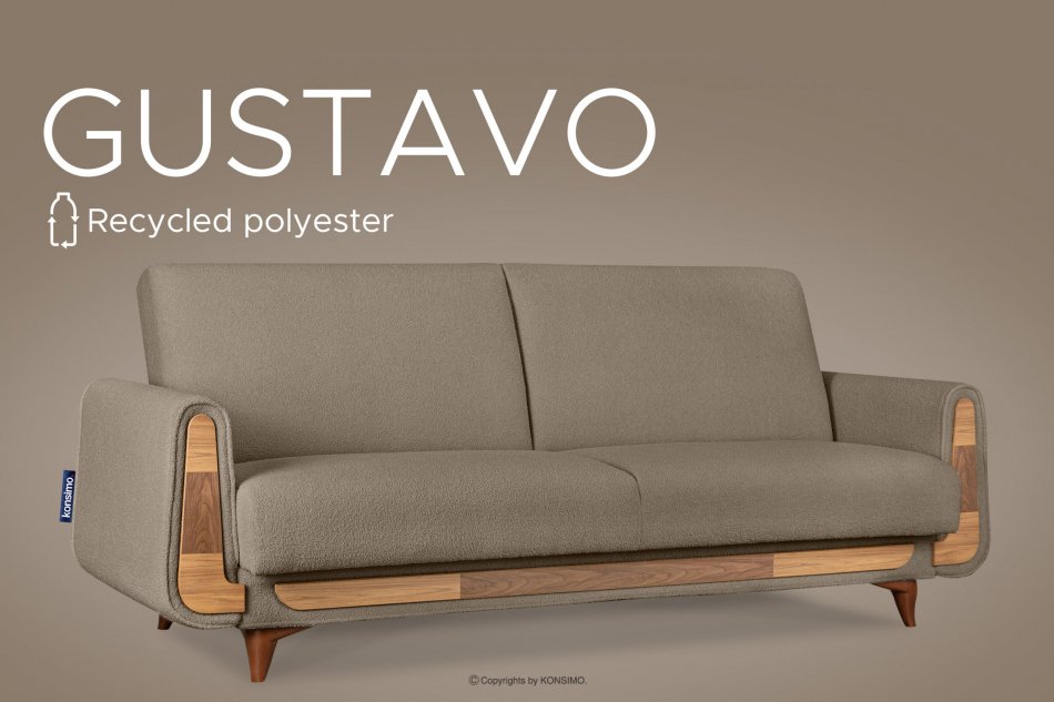 GUSTAVO Dreisitziges Sofa aus braunem Bouclé braun - Foto 11