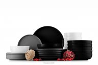Modernes Tafelservice 6-Personen-Set 24-teilig schwarz/grau/weiß/schwarz
