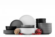 Modernes Tafelservice 6-Personen-Set 24-teilig weiß/grau/schwarz/grau