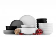 Modernes Tafelservice 6-Personen-Set 24-teilig weiß/grau/schwarz/weiß