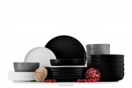 Modernes Tafelservice 6-Personen-Set 24-teilig schwarz/weiß/grau/schwarz
