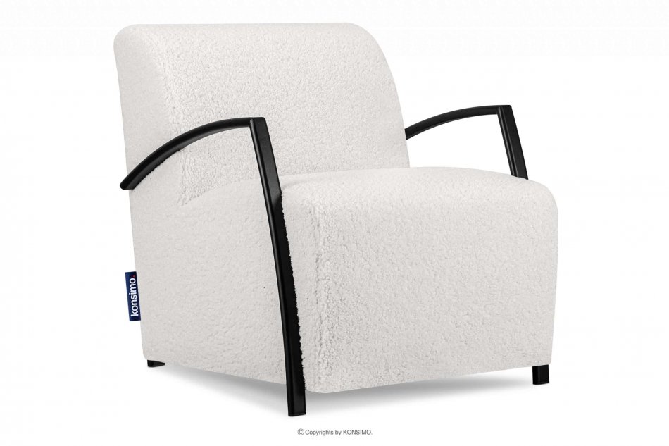 CARO Weißer Sessel mit Armlehne Bouclé weiß - Foto 0