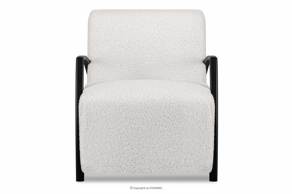 CARO Weißer Sessel mit Armlehne Bouclé weiß - Foto 2