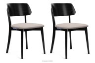 Moderne schwarze Holzstühle beige 2tlg.
