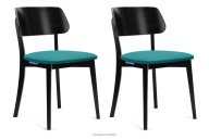 Moderne schwarze Holzstühle türkis 2tlg.