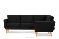 Schwarzes skandinavisches Ecksofa rechts