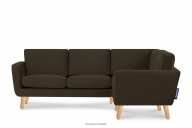 Braunes skandinavisches Ecksofa rechts