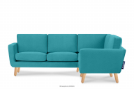 Türkisfarbenes skandinavisches Ecksofa rechts