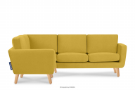 Gelbes skandinavisches Ecksofa links