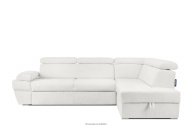 Ausklappbares Ecksofa mit Bettzeugcontainer creme rechts Bouclé