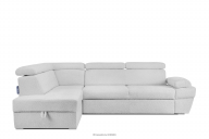 Ausklappbares Ecksofa mit Bettzeugcontainer grau links Bouclé