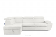 Ausklappbares Ecksofa mit Bettzeugcontainer creme links Bouclé